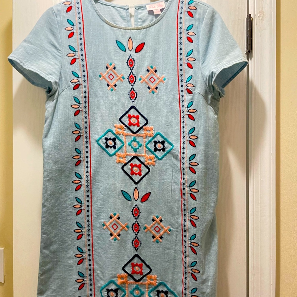 Embroidered Blue Dress
